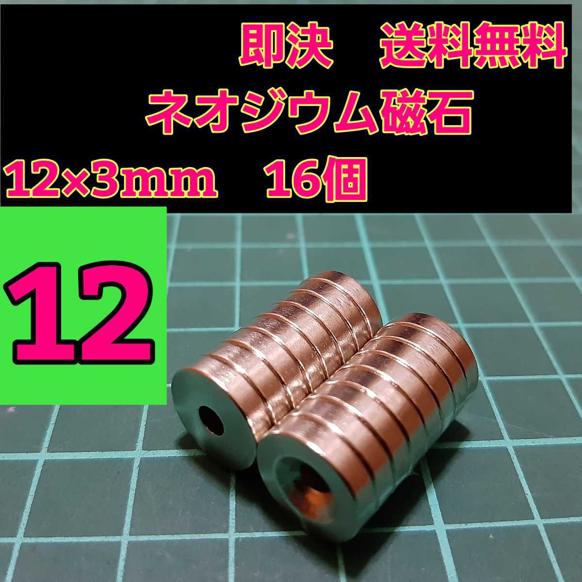 即決《送料無料》　ネオジウム磁石 16個セット 12mm　穴あり　ステルス マウント　ボディ　イーグル　YD-2 tt01 tt02 ドリパケ パンドラ　