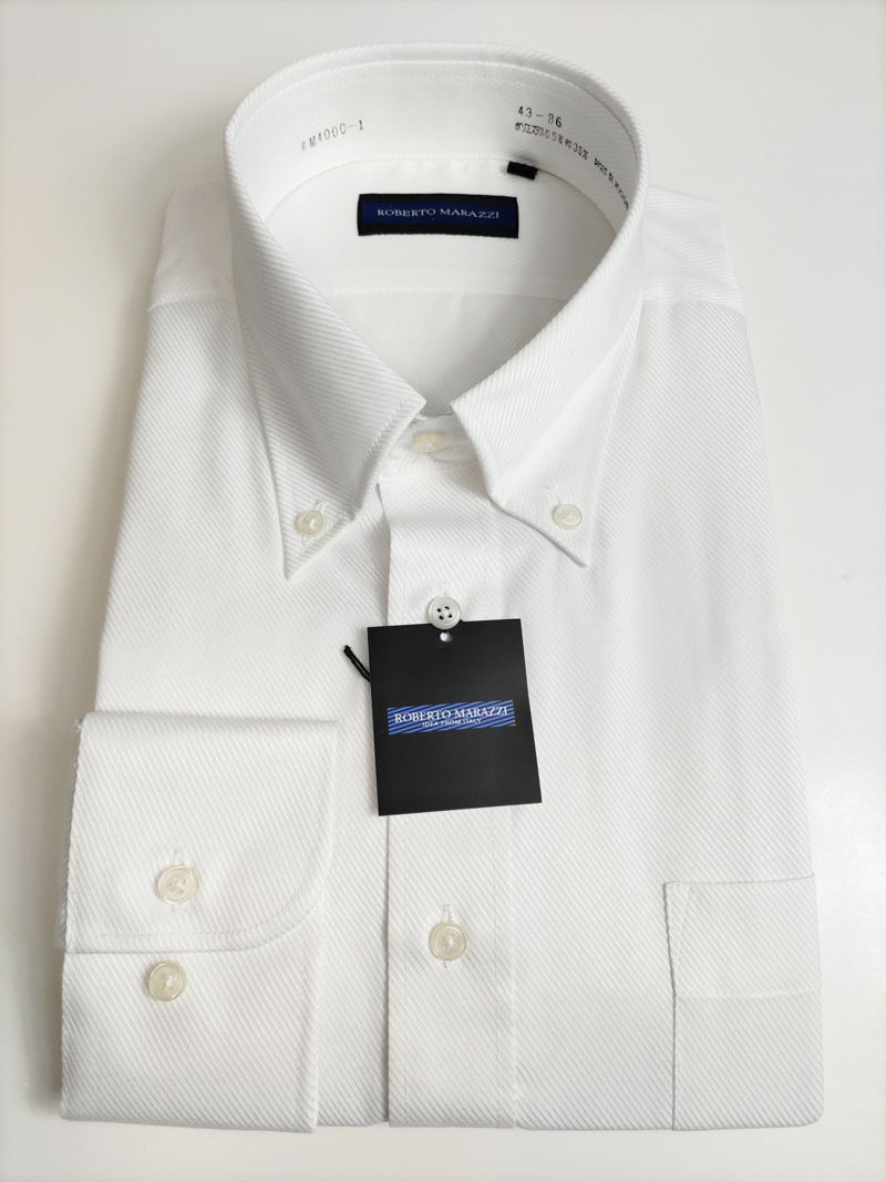 形態安定シャツ LLサイズ 43-86 ボタンダウン 白ドビー 長袖 新品 ドレスシャツ カッターシャツ RM4000-1_画像1