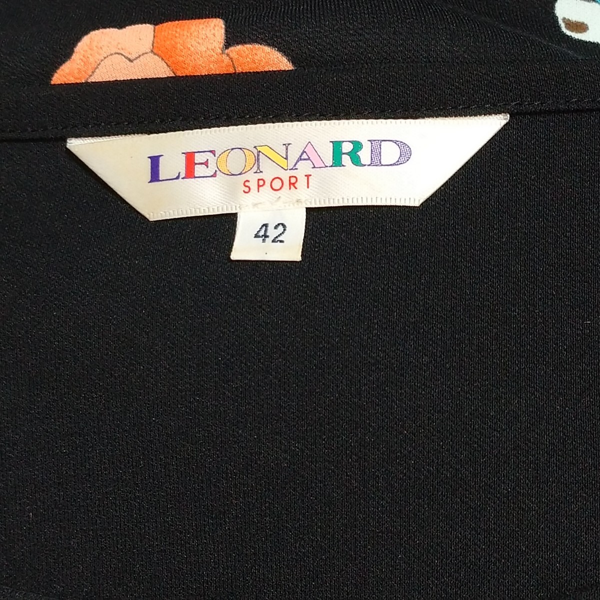 美品◇レオナール スポーツ/LEONARD◇チュニック カットソー/五～七分袖 馬と花◇サイズ42_画像9