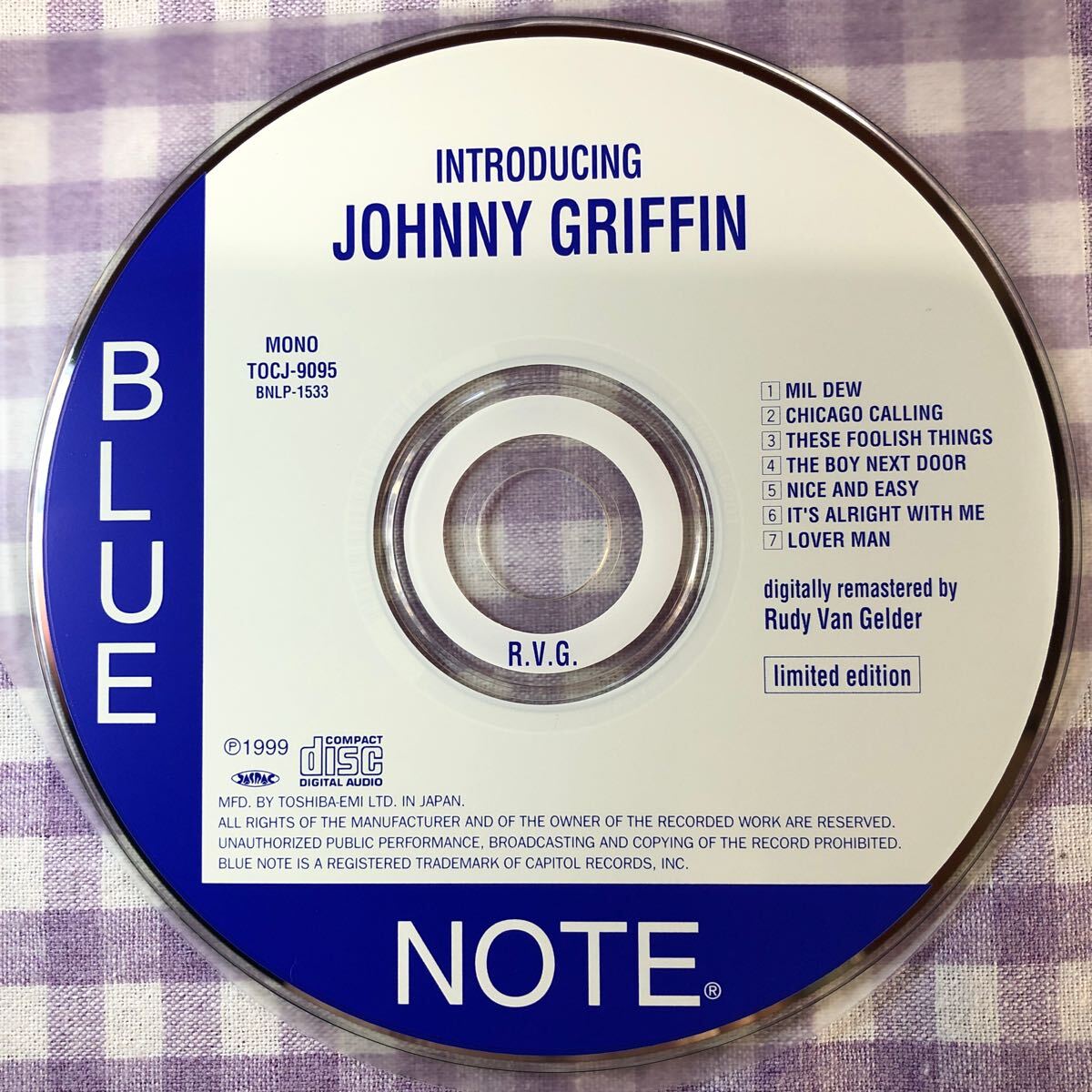 紙ジャケットブルーノートCD／ジョニー・グリフィン／イントロデューシング・ジョニー・グリフィン （ウィントン・ケリー参加） 1956年録音_画像4