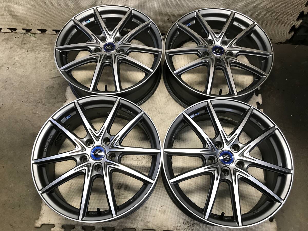 程度良 weds LEONIS【18×7J インセット+47 PCD114.3 5H】軽量 MADE IN JAPANアルミホイール 4本の画像1