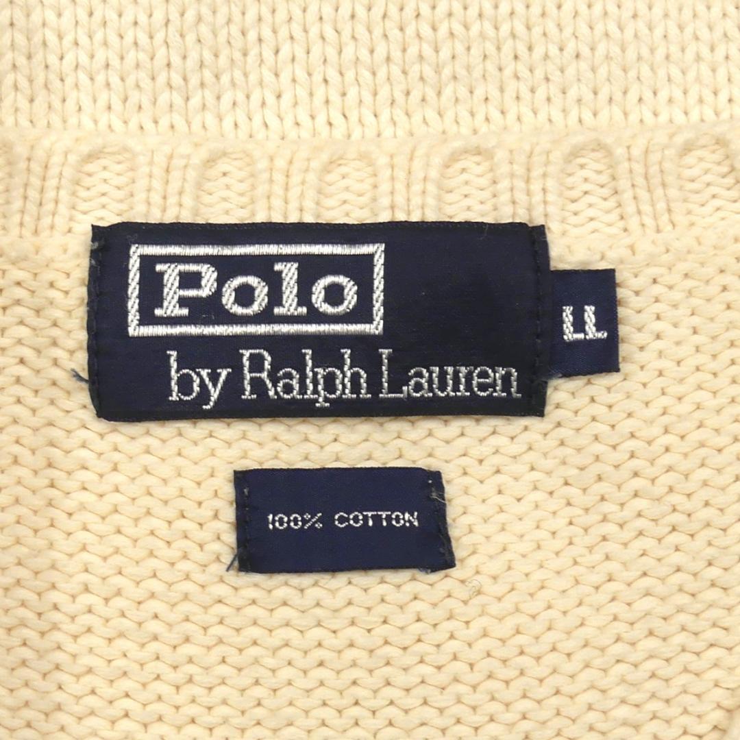 即決★POLO RALPH LAUREN★メンズXL ベスト ニット セーター ラルフローレン 白 ベージュ コットン_画像5