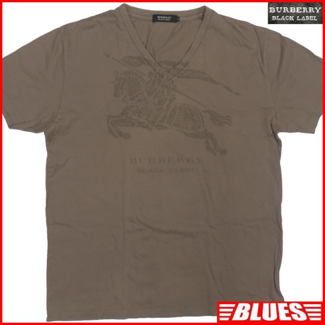 即決★BURBERRY BLACK LABEL★メンズL 廃版 Tシャツ バーバリーブラックレーベル 3 茶 カットソー 半袖 ナイトビッグロゴ