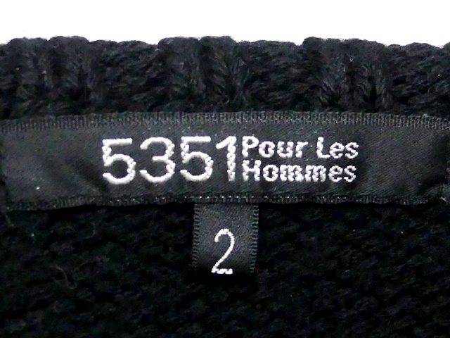 即決★5351 POUR LES HOMMES★メンズM セーター 5351プールオム 2 黒 ブラック ニット Vネック 検索:アバハウス_画像4