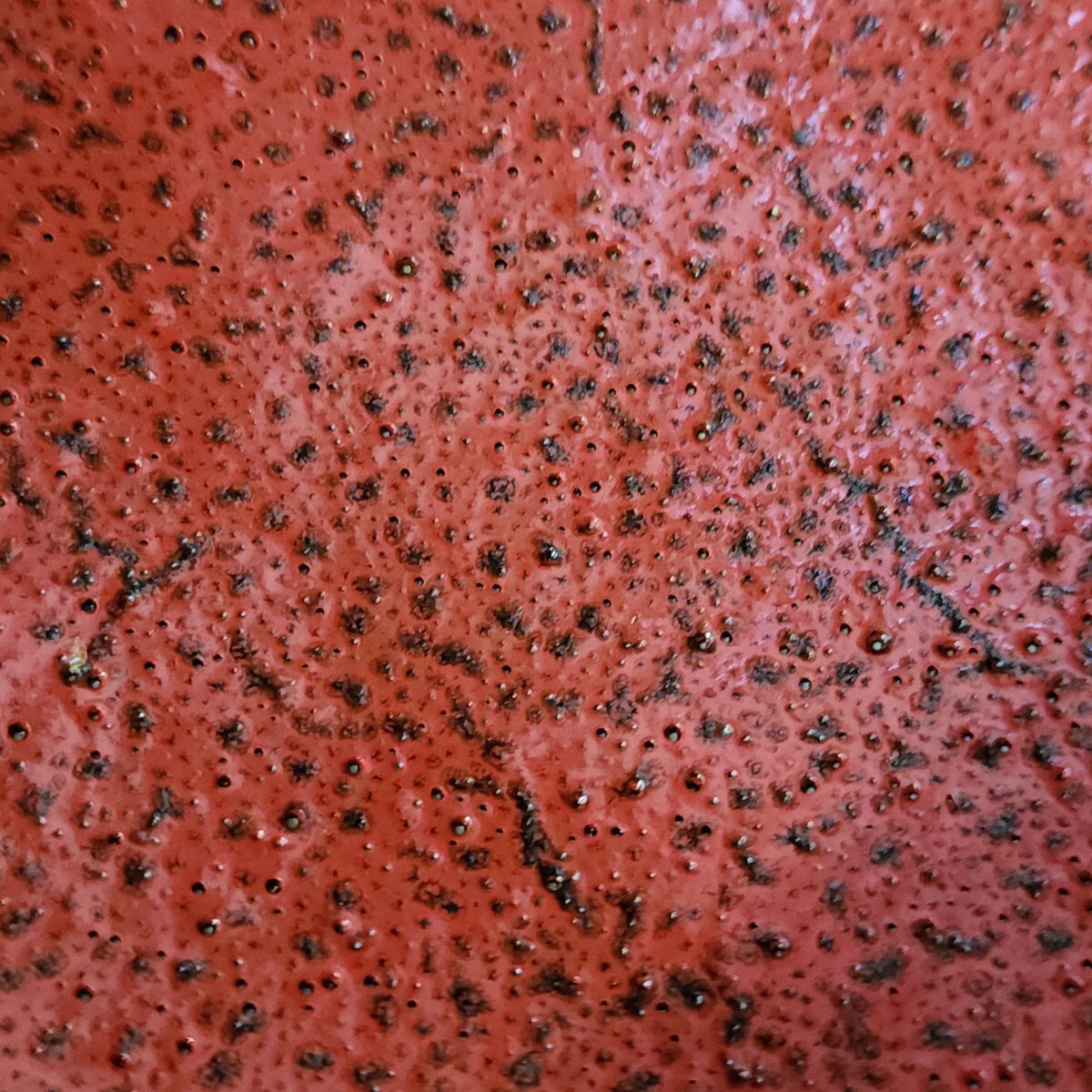 赤釉　三つ足　葉形盛皿　未使用　/変形皿/赤/和食器/陶磁器/_画像4
