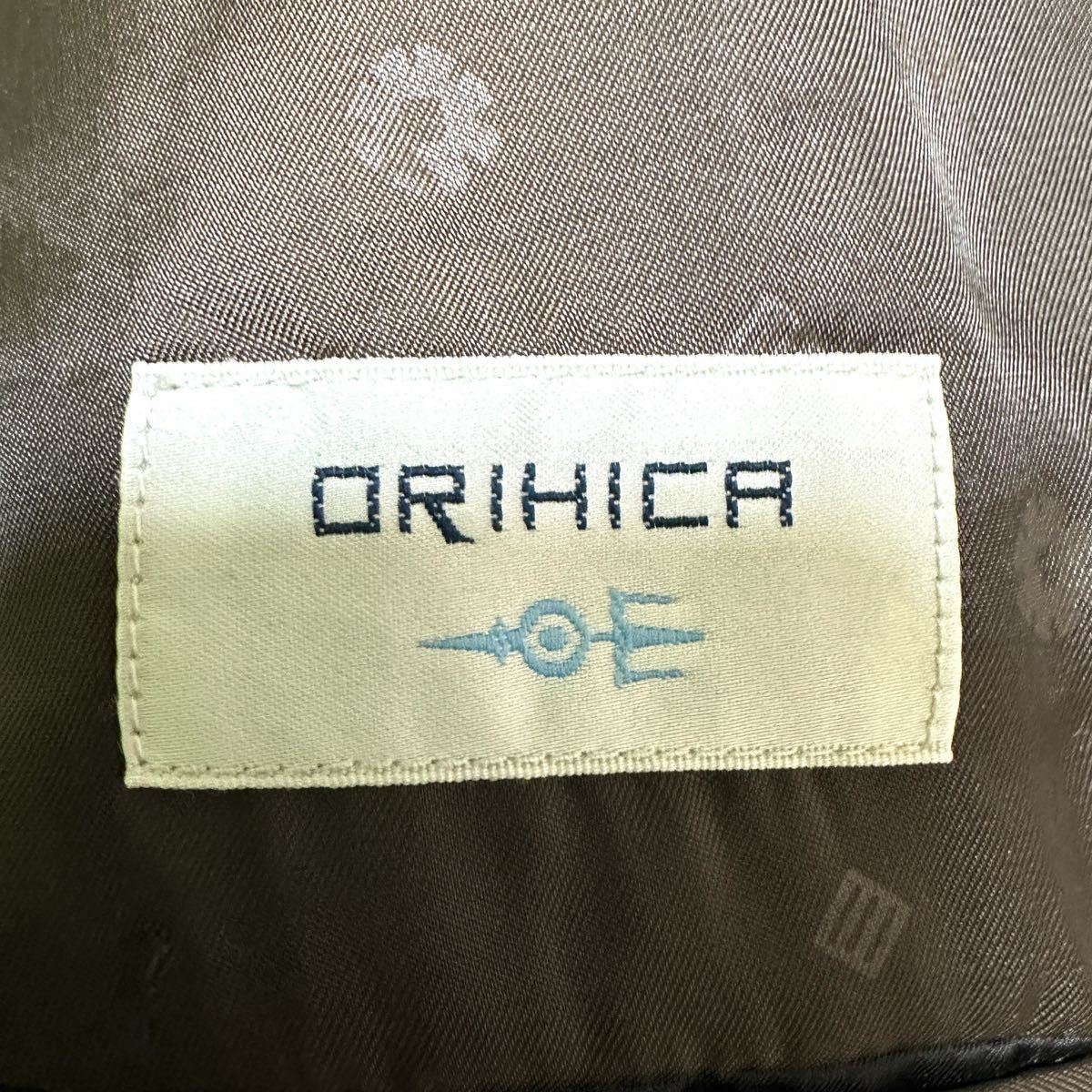 【XLサイズ】 オリヒカ テーラードジャケット チェック ブレザー 2B 裏地 モノグラム ORIHICA ネイビー ウィンドペン_画像9