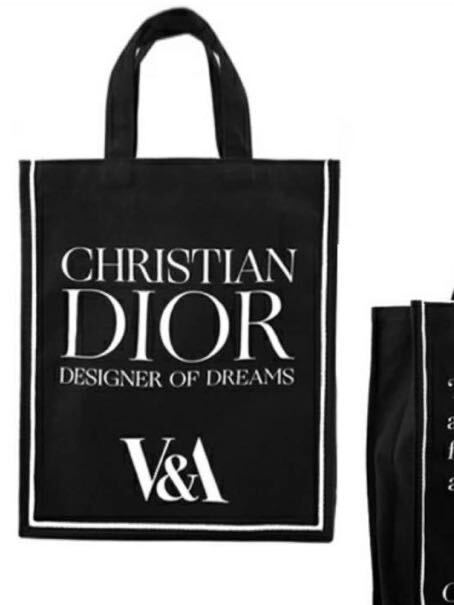 新品 DIOR ディオール ノベルティ バッグ ブランド エコバッグ ブラック キャンバス V&A ロゴ トート 美術館限定 送料無料の画像1