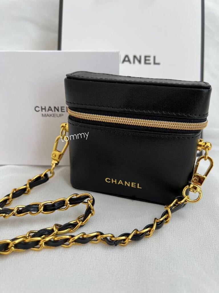 新品 シャネル CHANEL リップケースポーチ ブラック 口紅入れ チェーン 