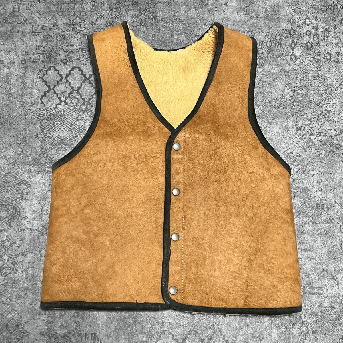 Vintage Unknown Brand Suede Boa Vest スウェード スエード ボア ベスト ベージュ ブラウン ヴィンテージ ビンテージ_画像1