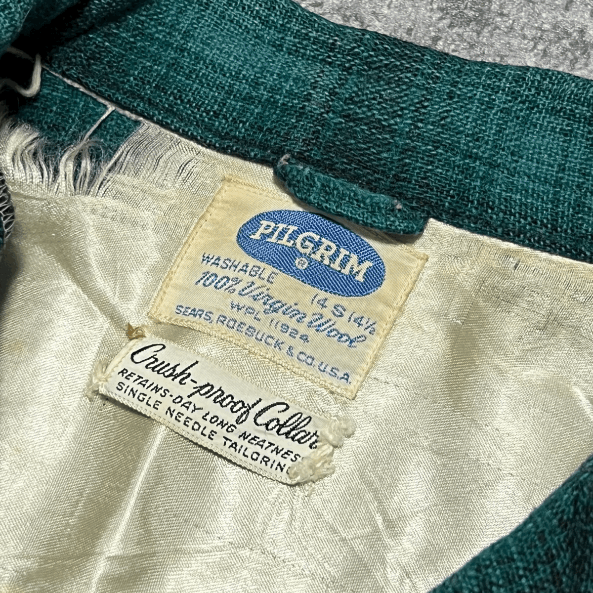 50s 60s PILGLIM Ombre Shirt ピルグリム オンブレ チェック ウール シャツ グリーン ブラック 50年代 60年代 ヴィンテージ ビンテージ_画像3