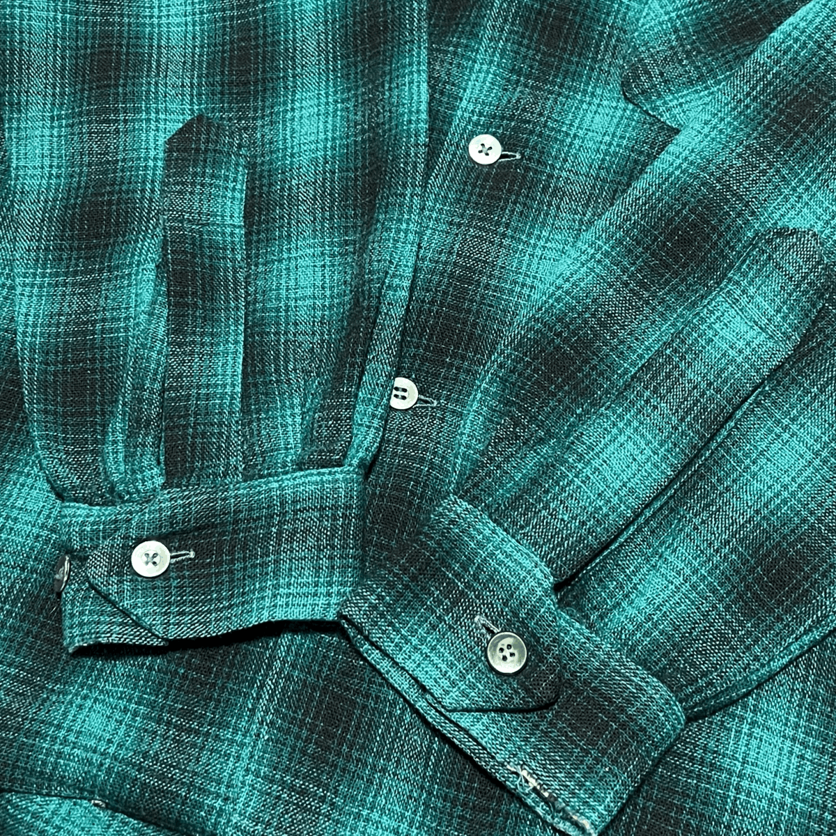 50s 60s PILGLIM Ombre Shirt ピルグリム オンブレ チェック ウール シャツ グリーン ブラック 50年代 60年代 ヴィンテージ ビンテージ_画像5