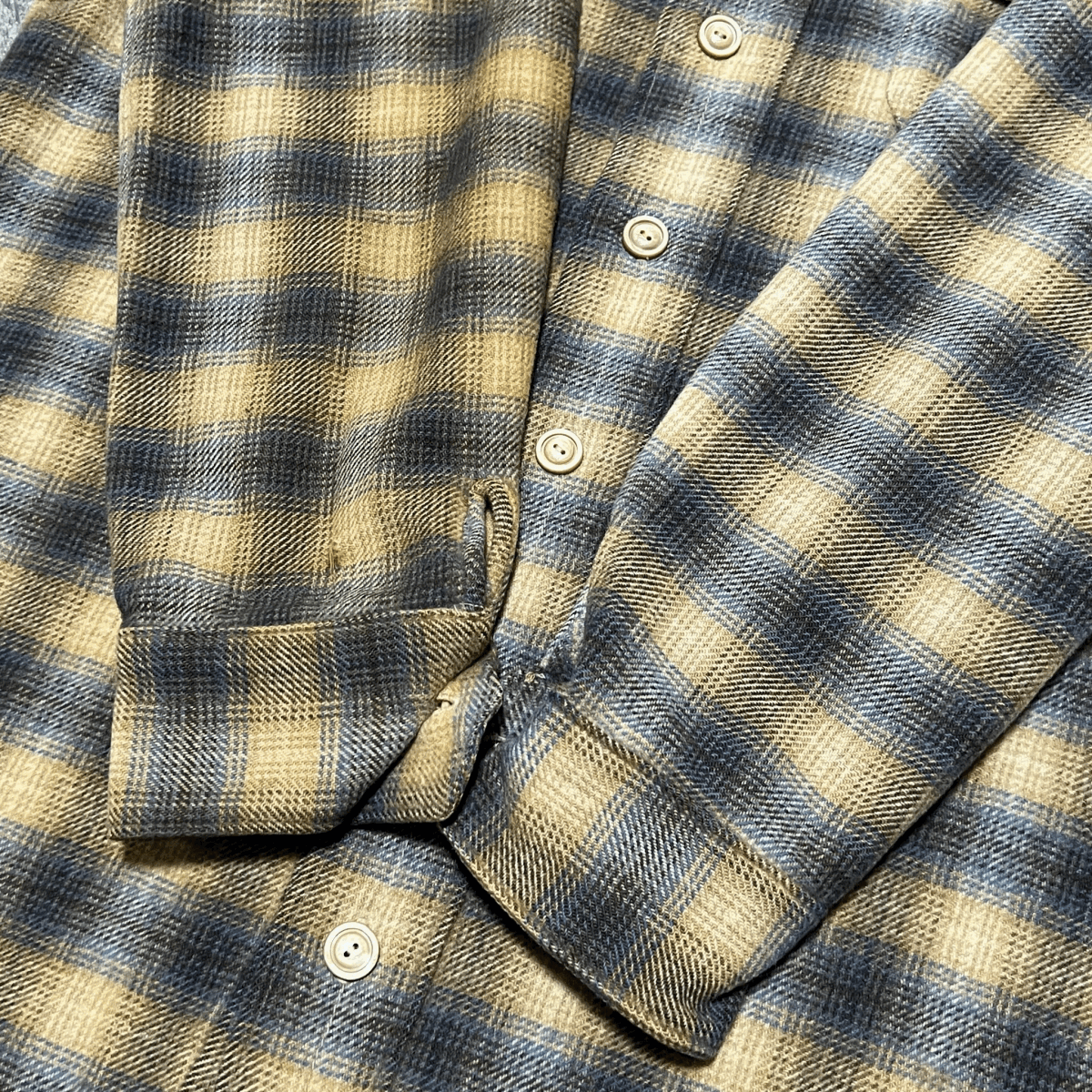 Vintage 70s Ombre Checkerd Wool Shirt オンブレ チェック ウール シャツ ベージュ ブルー 70年代 ヴィンテージ ビンテージ_画像5