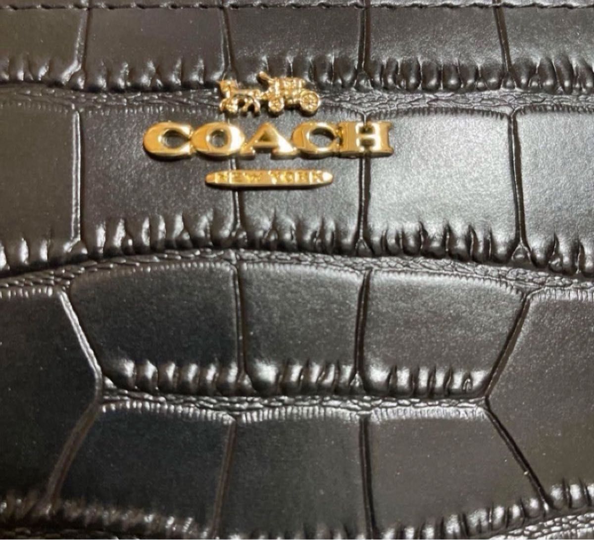 新品未使用品　COACH  クロコ型押しレザー　長財布『ブラック』ラウンドファスナー