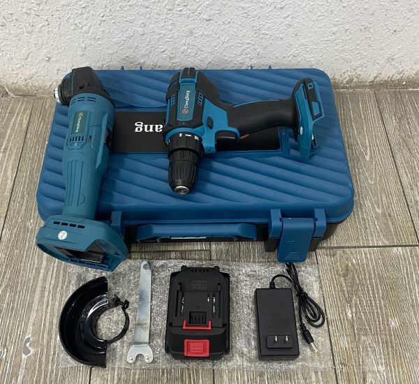 1 jpy 21V rechargeable electric grinder 21V impact wrench electric drill 2 point set length hour continuation work . power tool regular . rotation switch 21V battery attaching new goods 