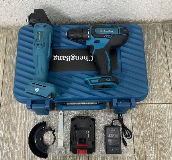 1 jpy 21V rechargeable electric grinder 21V impact wrench electric drill 2 point set length hour continuation work . power tool regular . rotation switch 21V battery attaching new goods 