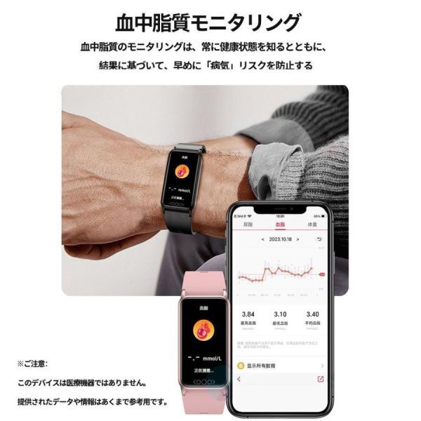 1円 スマートウォッチ 血糖値 日本製 センサー 尿酸値 血圧測定 血中酸素 血中脂質 体温監視 心拍数 IP68防水 iPhone Android対応 日本語1_画像6