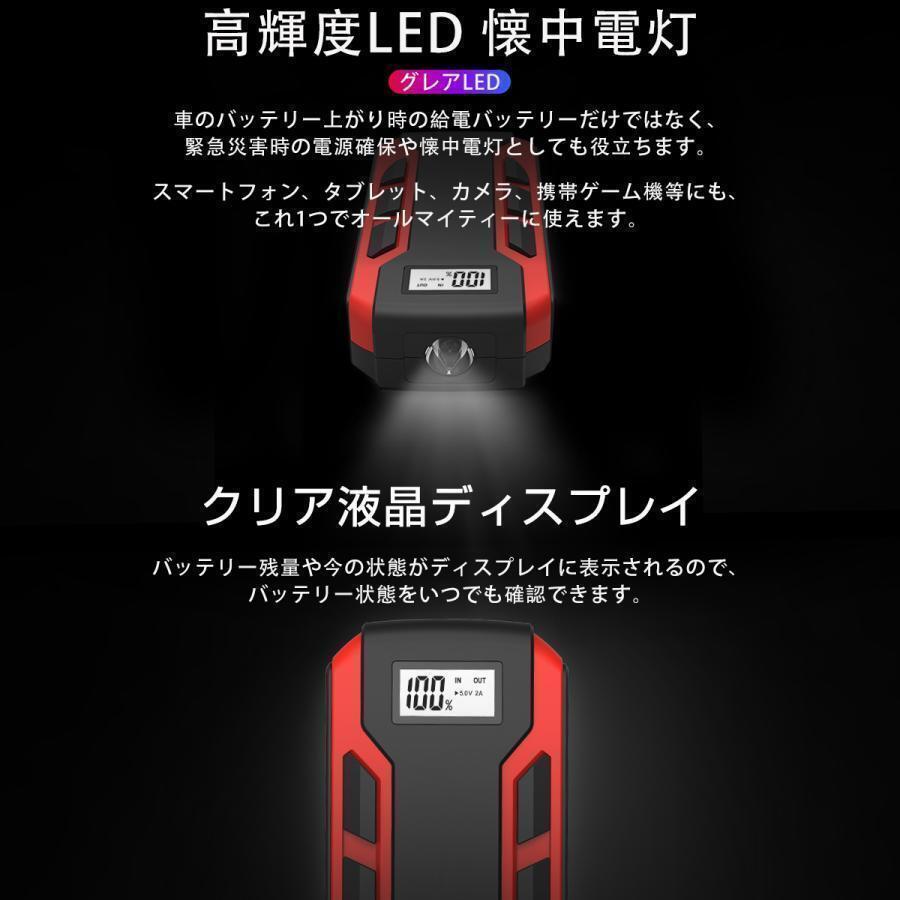 ジャンプスターター 12v24v 車用エンジンスターター 12000mAh ポータブル充電器 USB出力 スマホ急速充電器/ブースターケーブル LED