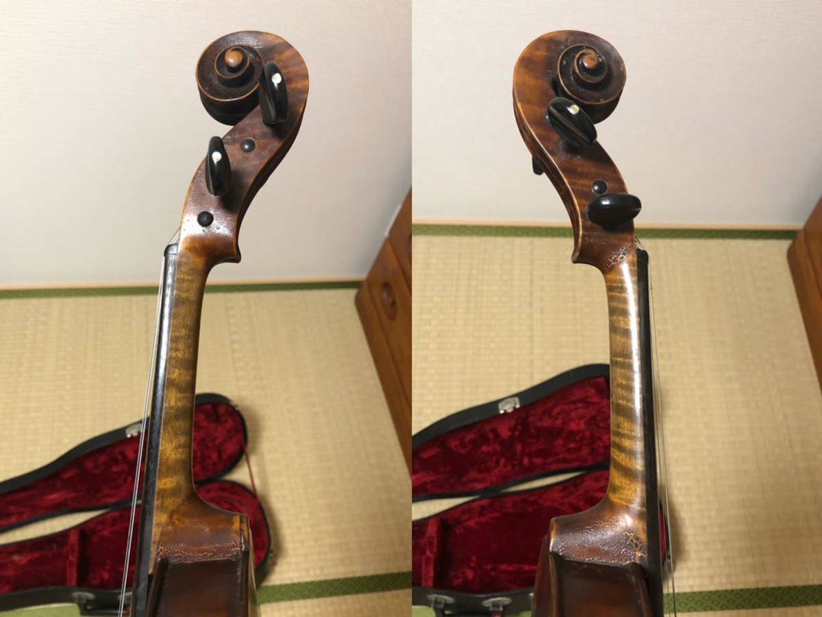 イタリア 古いバイオリン フルサイズ 4/4 虎杢 ヴァイオリン ケース付き_画像9