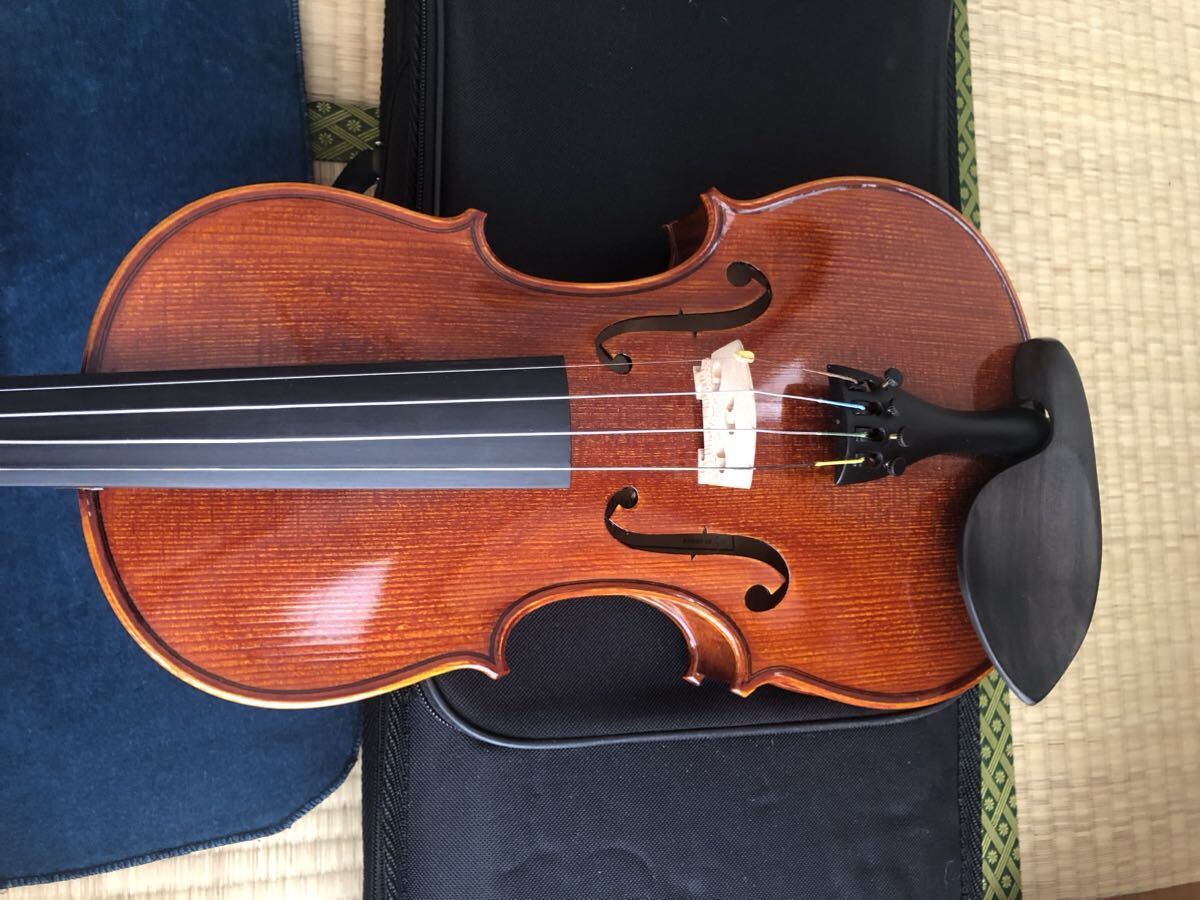 裏板一枚板 フルサイズ バイオリン 4/4 虎杢 ヴァイオリン ケース付き_画像1