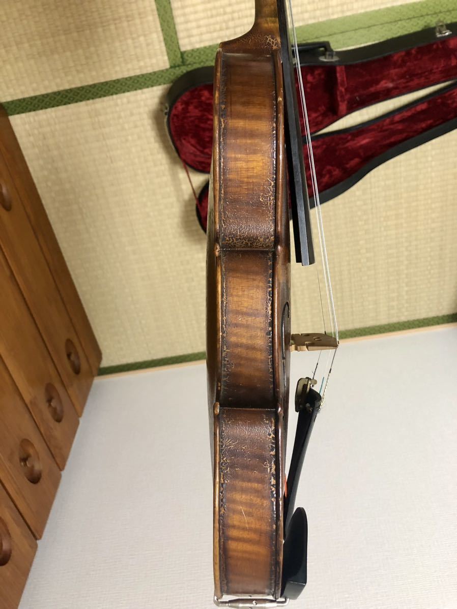 イタリア 古いバイオリン フルサイズ 4/4 虎杢 ヴァイオリン ケース付き_画像3