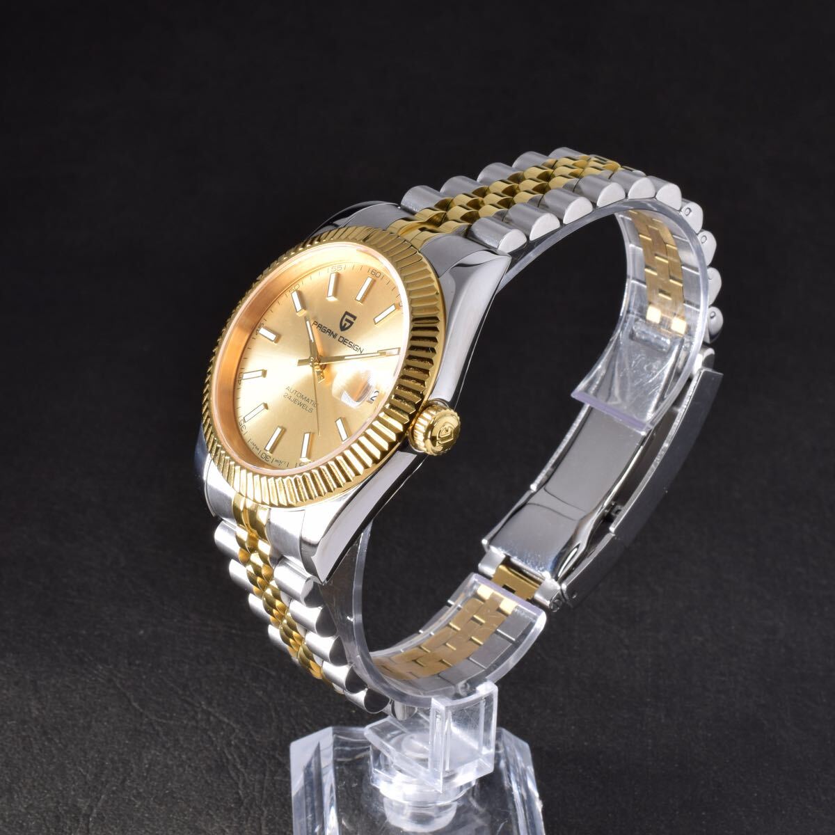PAGANI DESIGN メンズ 腕時計 高級 ゴールド 機械式 自動巻 オマージュ 金 ロレックス rolex デイトジャス_画像3