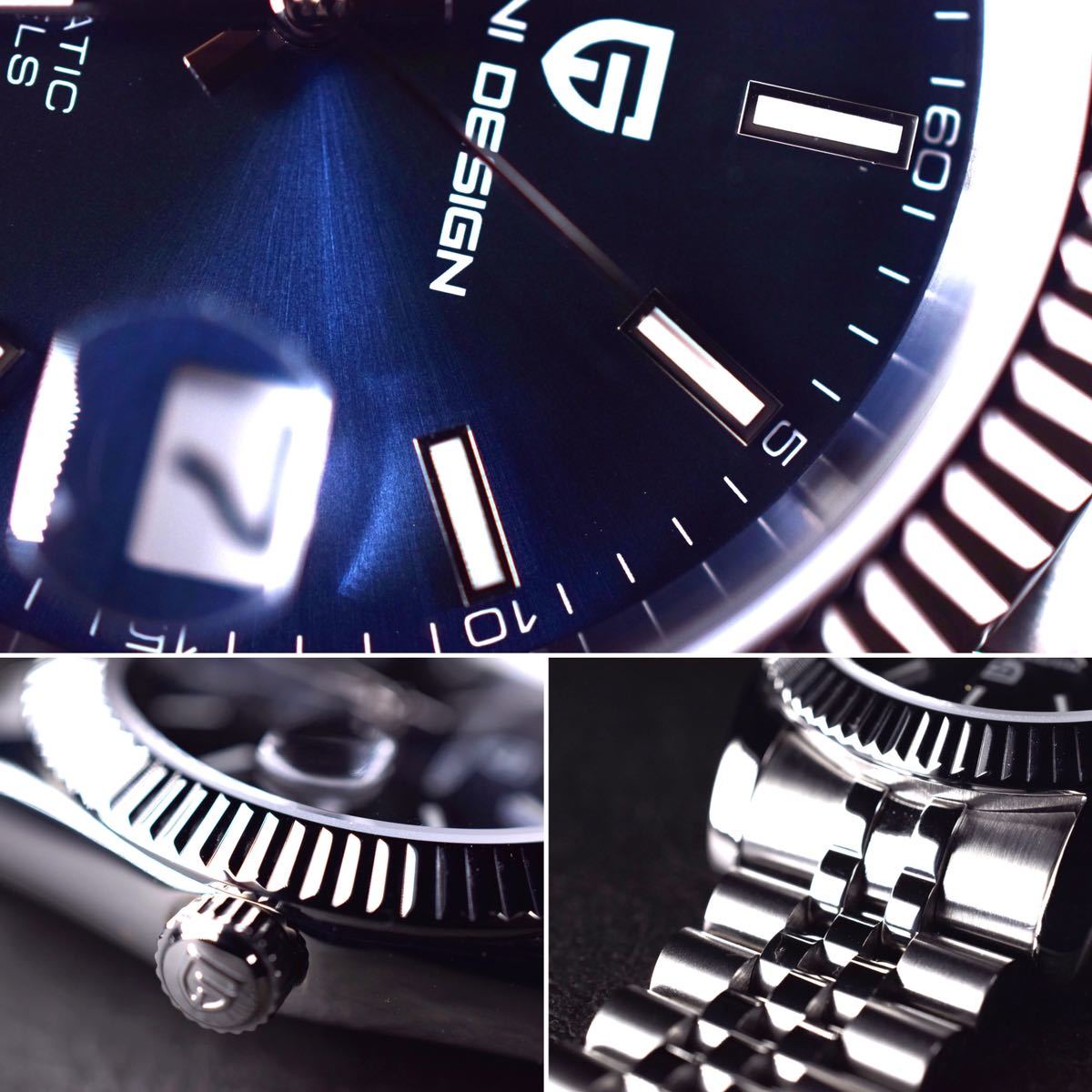 メンズ 腕時計 デイト シルバー シック クラシック 機械式 自動巻 ブルー ジャスト オマージュ ROLEX ロレックス　デイトジャスト_画像9