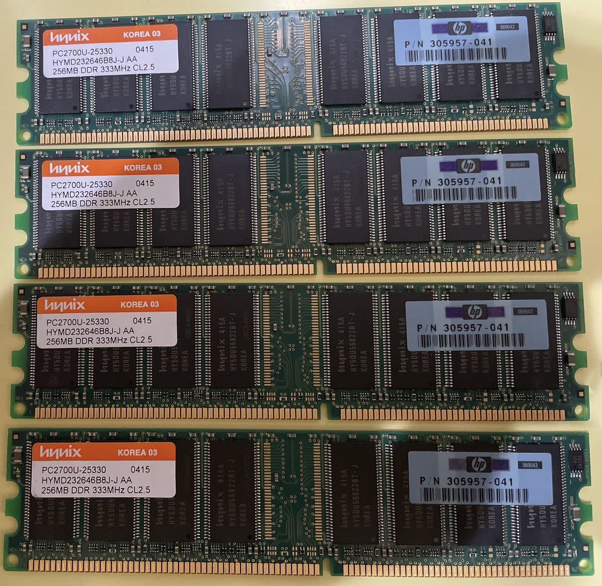 管理11) PC2700 256MB 4枚 計1GB DDR SDRAM デスクトップ用メモリ hynix_画像1