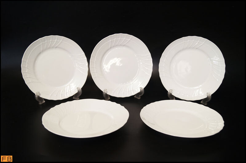 1393-リチャードジノリ◆ベッキオホワイト プレート 5枚 19.5cm ケーキ皿 デザート皿 食器 Richard Ginori_画像1
