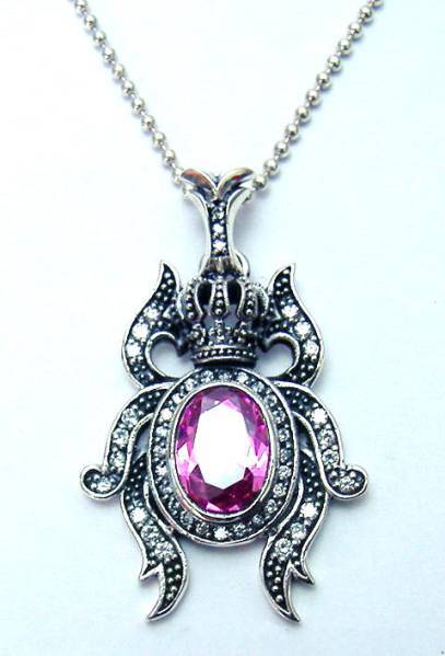 ▼ ☆ ▲ Silver 925 Beatle Pendant Charm Pink Diamond &amp; Pave Diamond Новый неиспользованный жук подвеска