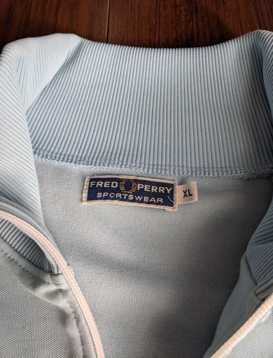 希少XL!! フレッドペリー ヴィンテージ ジャージ スカイブルー ブラウン アーカイブ 80s 90s FRED PERRY 水色 茶色 レア ジャケット 初期_画像3