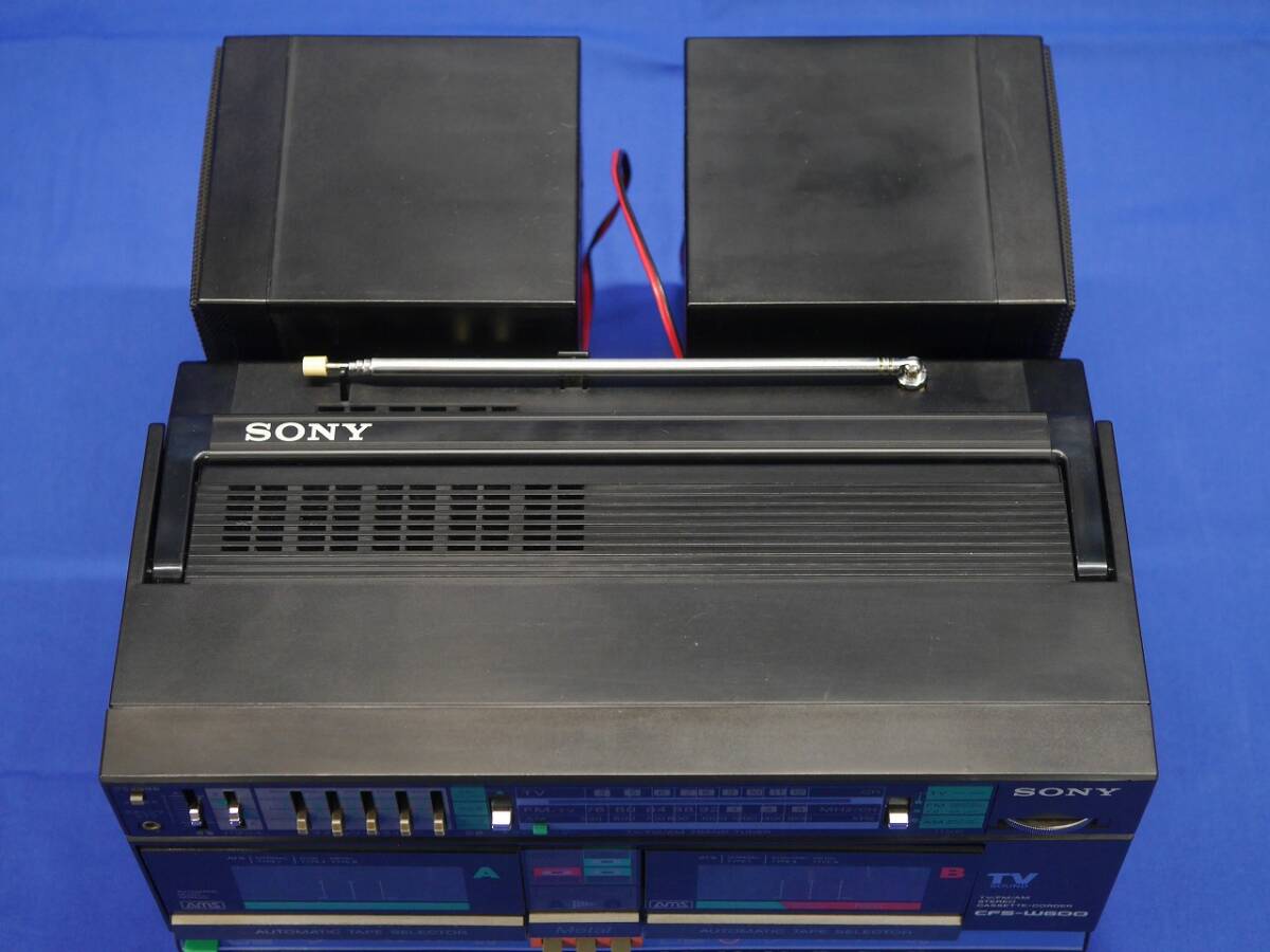 SONY CFS-W600 (B) W.キッド TV/FM/AM ３バンド ステレオダブルカセットレコーダー ソニー 昭和レトロ ラジカセ 動作品の画像8