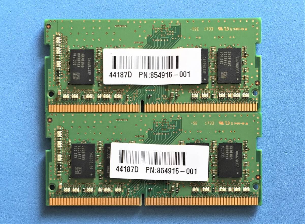 合計16GB SAMSUNG  PC4-2400T (DDR4-19200)  8GB×2枚  260Pin Laptop Memory  動作確認済みの画像2