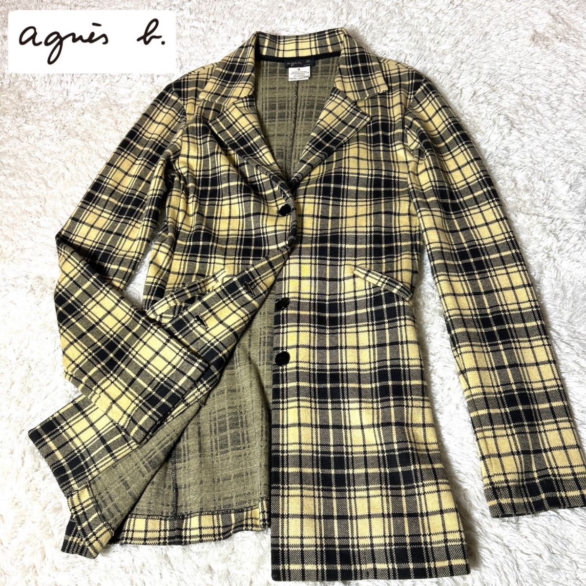 【美品】agnes b.アニエスベー フランス製 テーラードロングジャケット　Lサイズ