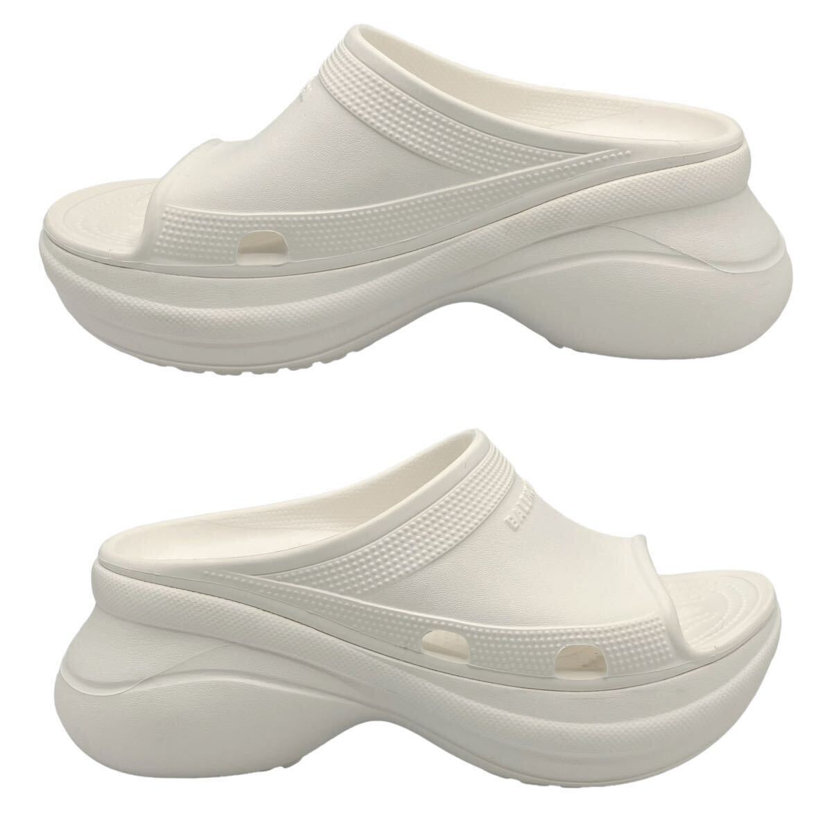 【美品】バレンシアガ BALENCIAGA POOL CROCS クロックス スライドサンダル ホワイトの画像3