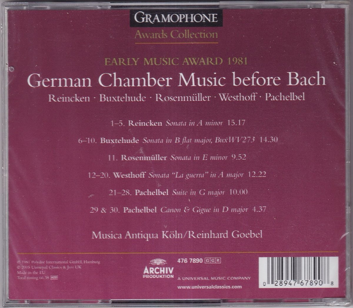 ARCHIV　「German Chamber Music before Bach」　ゲーベル/ムジカ・アンティクア・ケルン_画像2