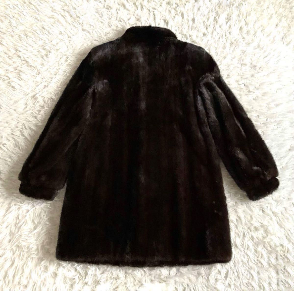 【最高級！美品】BLACKGLAMA ブラックグラマ 毛皮 ミンク ファーコート XL 13号 大きいサイズ ダークブラウン