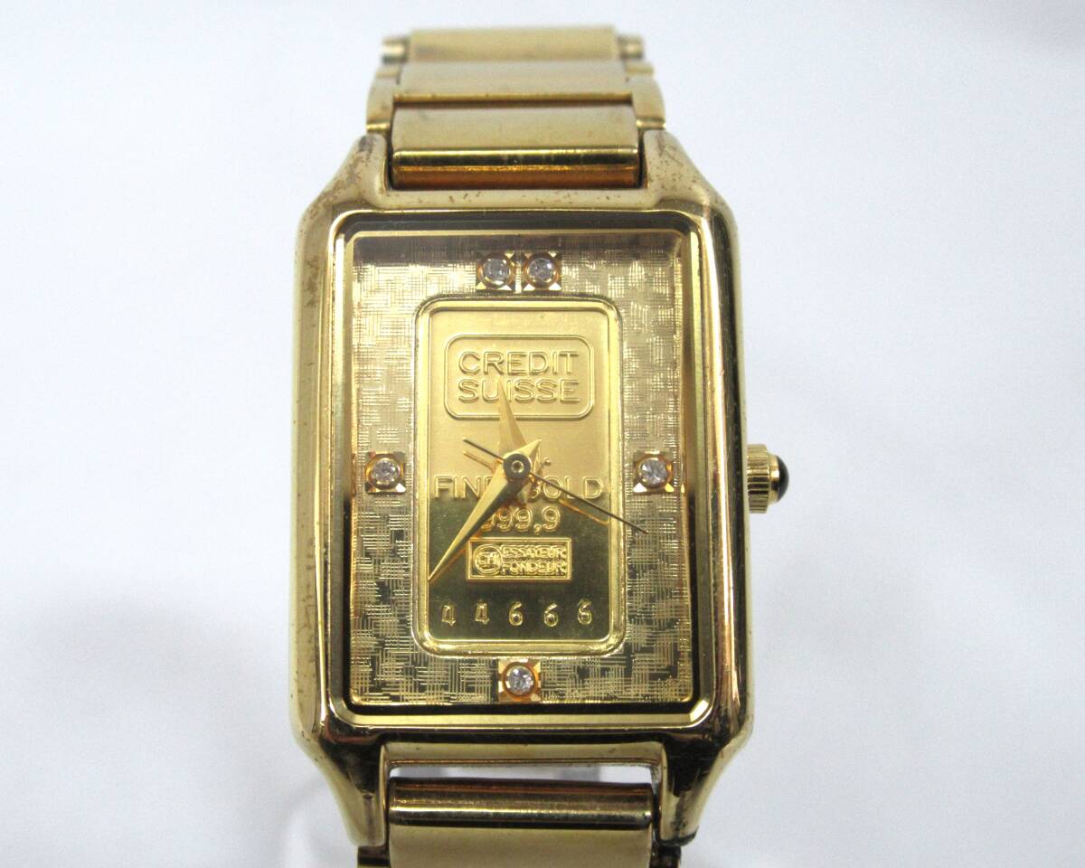 １円★中古 稼働品【klaeuse】クロイゼ K24 5Pダイヤ インゴット クォーツ 腕時計の画像2