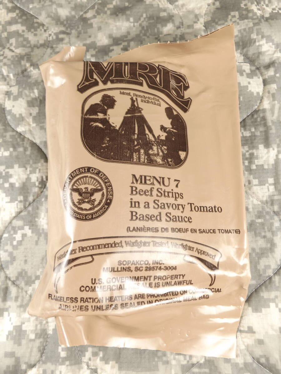 MREレーション MENU -7 2023年4月検品 米軍 ミリ飯 ミリメシ 戦闘糧食 非常食 備蓄 保存食 防災 地震 車中泊 キャンプ 送料無料_画像1