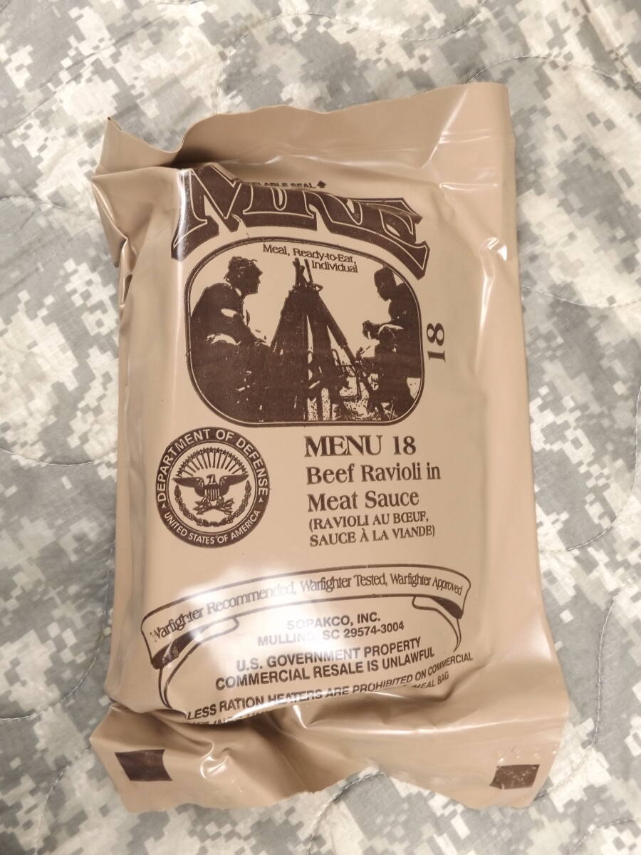 MREレーション MENU -18 2024年8月検品 米軍 ミリ飯 ミリメシ 戦闘糧食 非常食 備蓄 保存食 防災 地震 車中泊 キャンプ サバゲ 送料無料_画像1