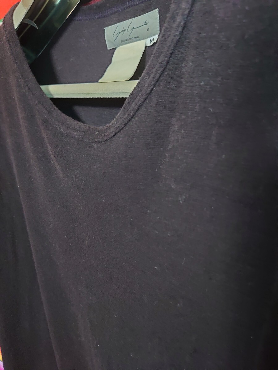 Yohji Yamamoto PURE HOMME ヨージ ヤマモト プールオム パイル生地 ロングスリーブ Tシャツ 中古 Mサイズ ブラック 無地_画像6