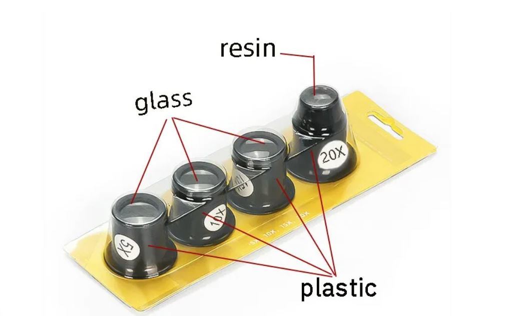  free shipping unused goods 4 piece set I magnifier 5 times 10 times 15 times 20 times magnifying glass magnifier insect glasses clock repair precise work tool 5~20 times 