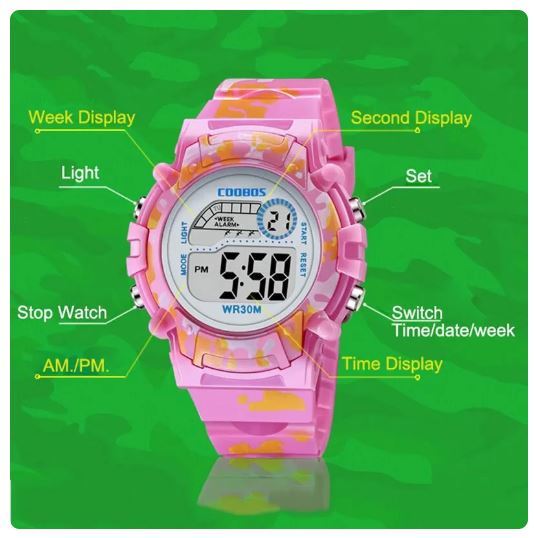  бесплатная доставка не использовался товар COOBOS ребенок Kids голубой цифровой часы спорт наручные часы 