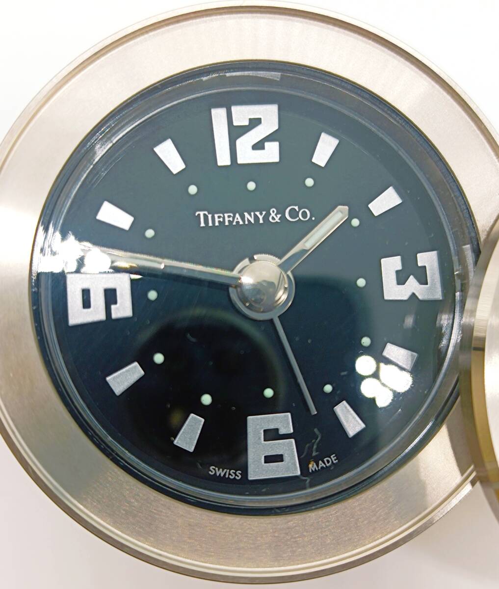 超美品 ティファニー TIFFANY 置き時計 テーブルクロック スライド式 トラベル アラーム 黒文字盤 電池 限定 PHILIPMORRIS コラボ IO0447の画像7