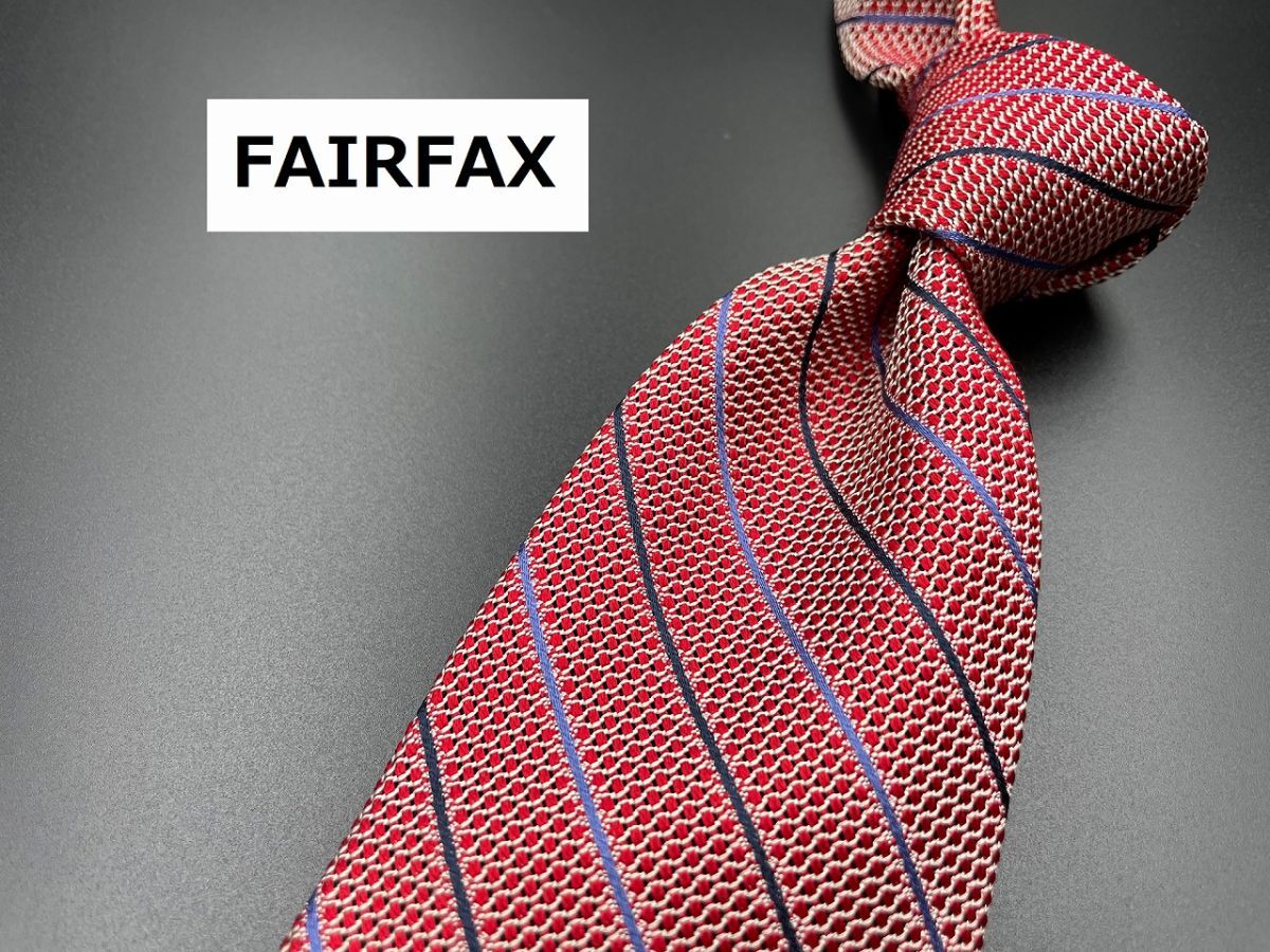 【超美品】FAIRFAX　フェアーファックス　レジメンタル柄　ネクタイ　3本以上送料無料　レッド系　0304024_画像1