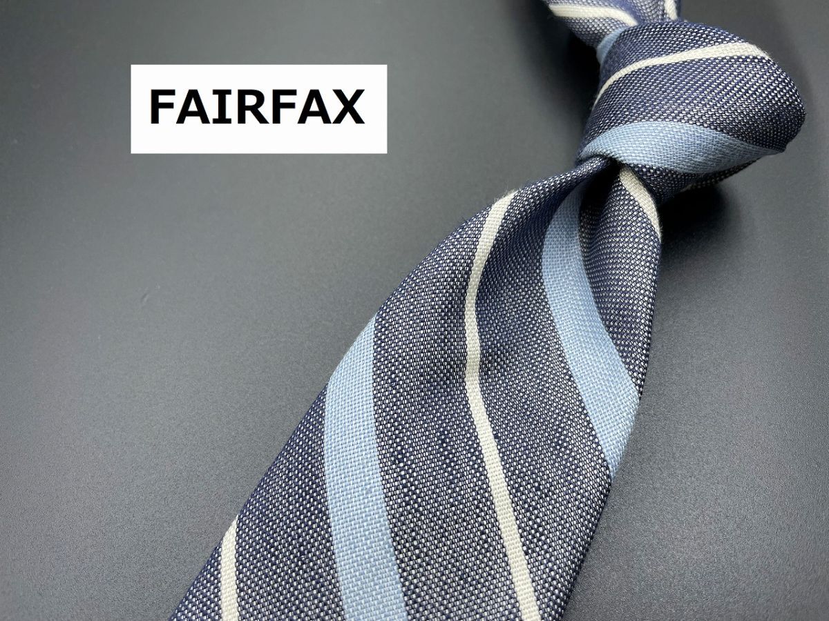【超美品】FAIRFAX　フェアーファックス　レジメンタル柄　ネクタイ　3本以上送料無料　グレイブルー　0304063_画像1