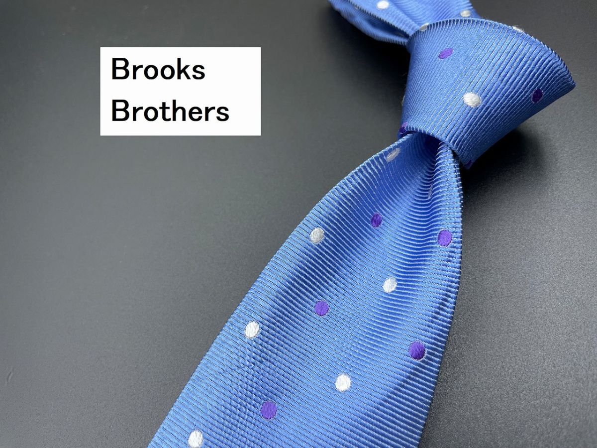 【超美品】BrooksBrothers　ブルックスブラザーズ　ドット柄　ネクタイ　3本以上送料無料　ブルー　0305027_画像1