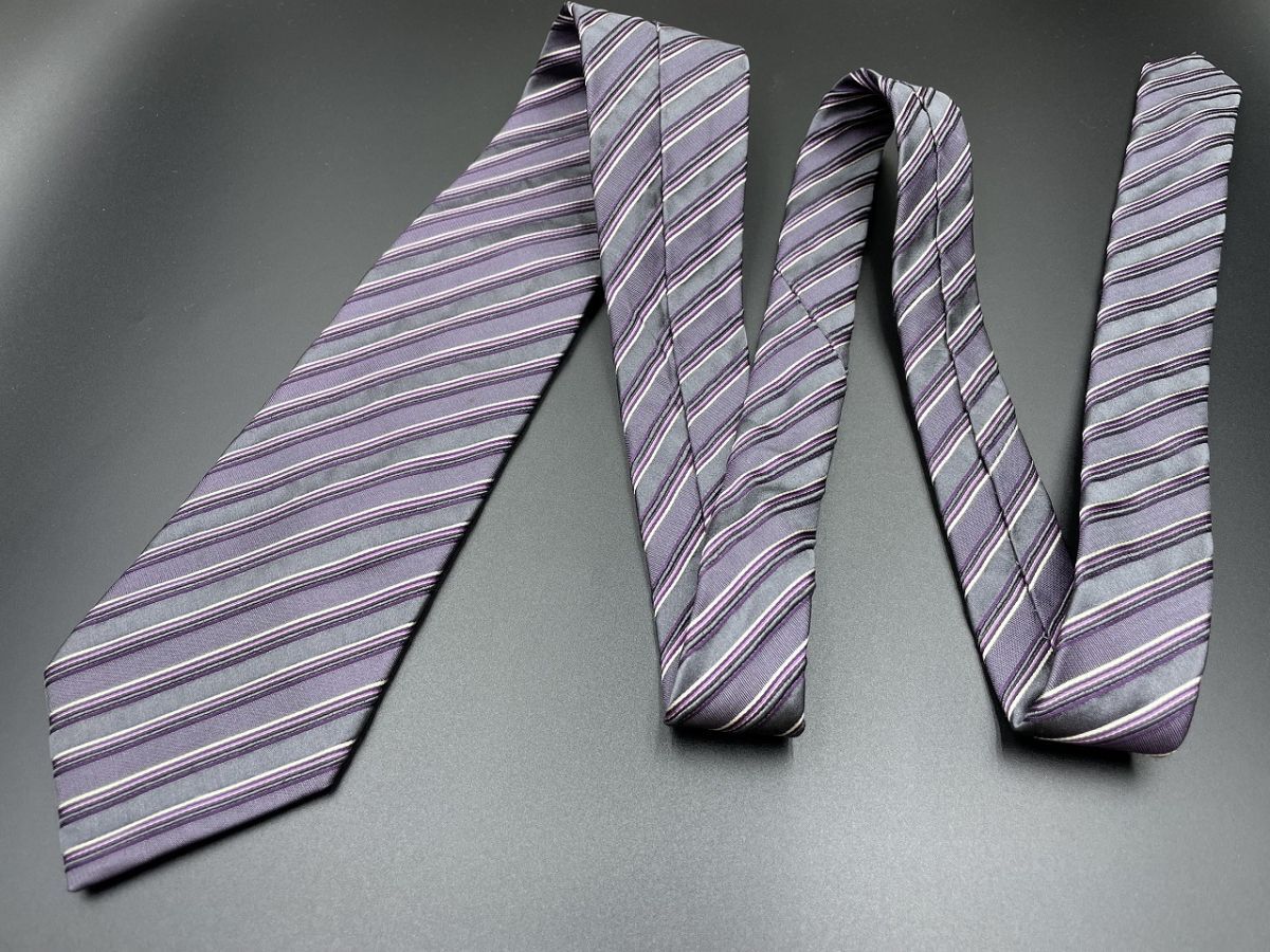 [ super-beauty goods ]HUGO BOSS Hugo Boss reji men taru pattern necktie 3ps.@ and more free shipping gray purple lustre 0305052