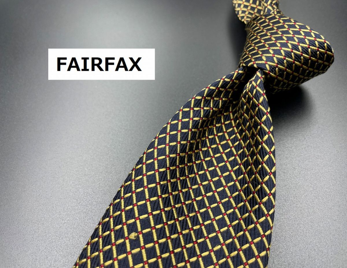 【超美品】FAIRFAX　フェアーファックス　チェック柄　ネクタイ　3本以上送料無料　ネイビー　0303163_画像1