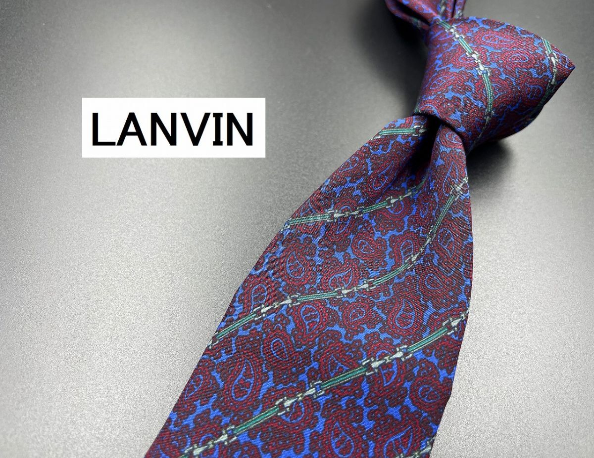 【新古品】LANVIN　ランバン　レジメンタル柄　ネクタイ　3本以上送料無料　ネイビー　0303196_画像1