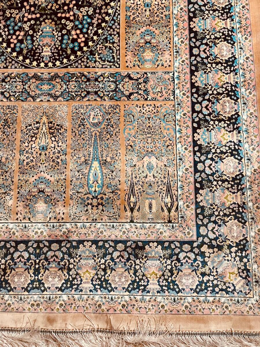 イラン産　高級ペルシャ絨毯　ネギン・マシュハド・ヘレル工房　総シルク　手織り　最高峰225万ノット　150×243cm #7_画像6